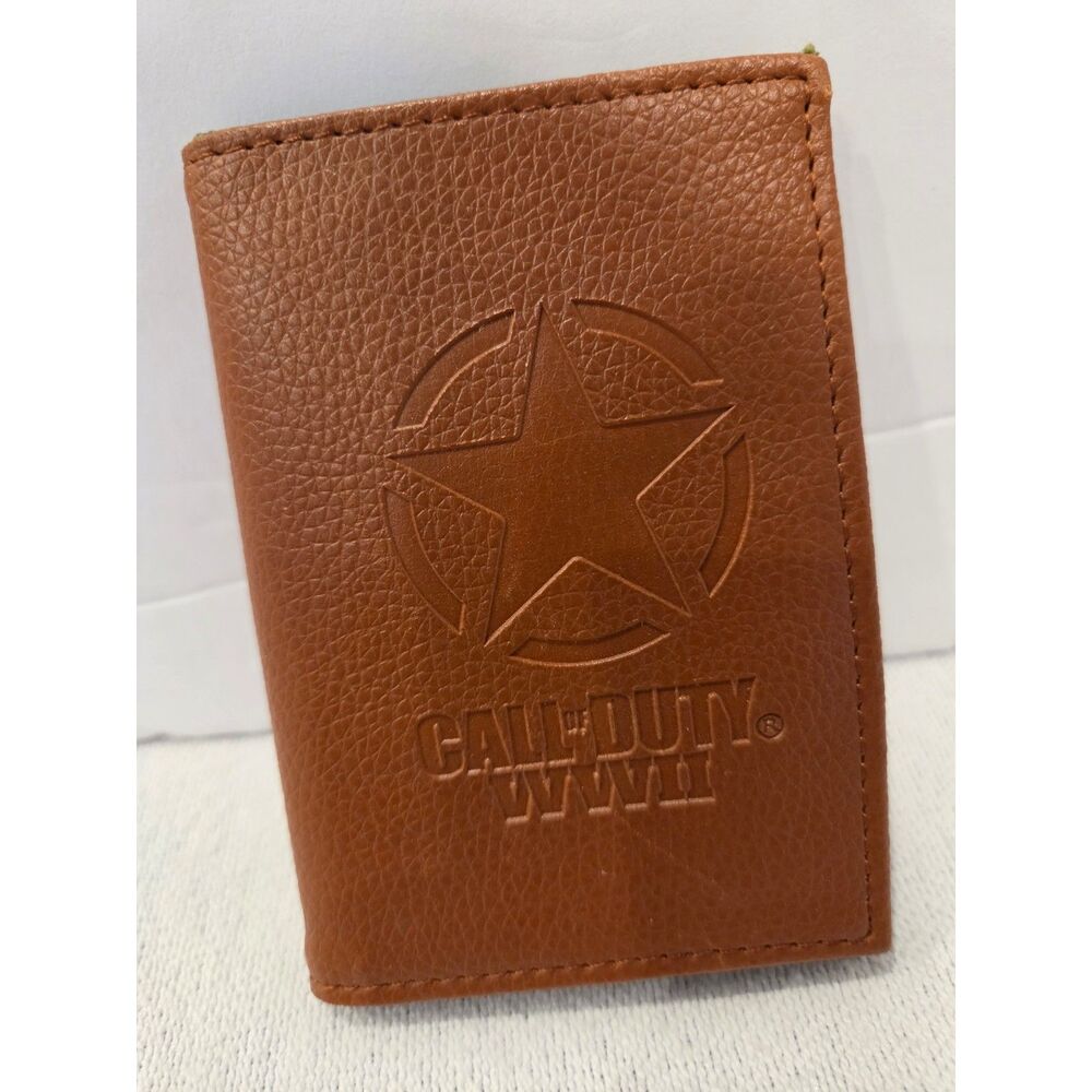 Call of Duty WWII Bifold Wallet Brown Embossed Star Video Game Collectible